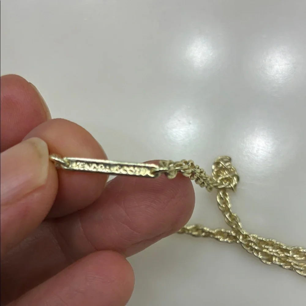 Kendra Scott Gold Necklace with White Stone Pendant 30 Inch Chain Like Nee